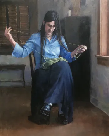 Painting Oil_Knitting at the Window_32x42